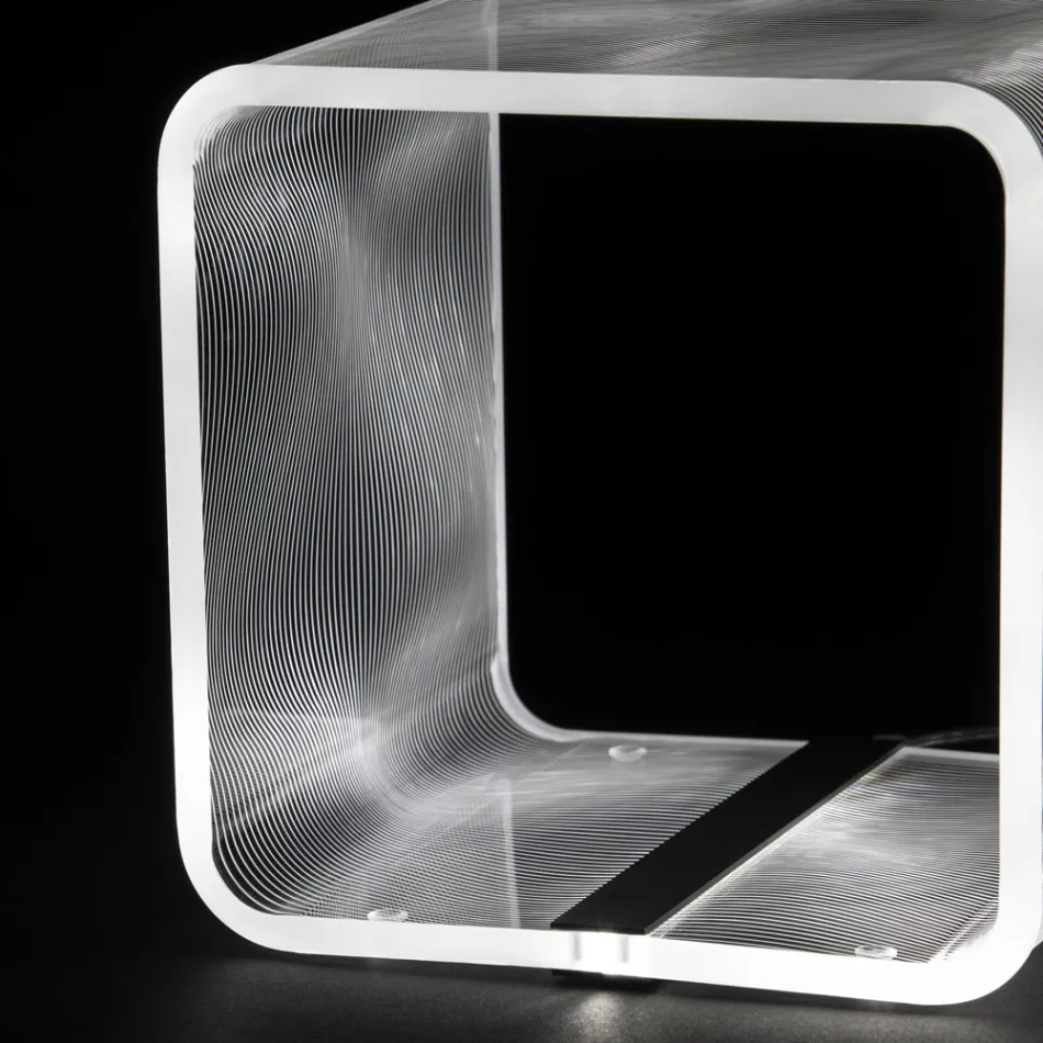 RGB-LED-Lampe in transparentem Acryl-Kristall-Laser-Dekor - Robiola Viadurini