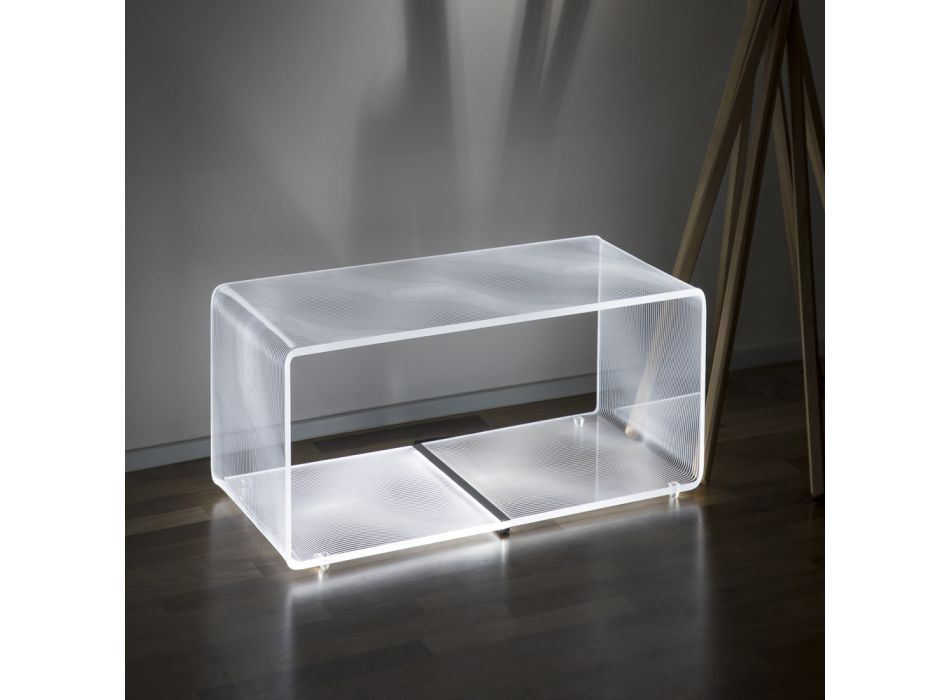 LED-Lampe Leuchtender transparenter Acryl-Couchtisch Laser-Dekor - Robiola Viadurini