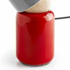 Moderne Tischlampe aus Keramik und Buchenholz hergestellt in Italien, Asien Viadurini