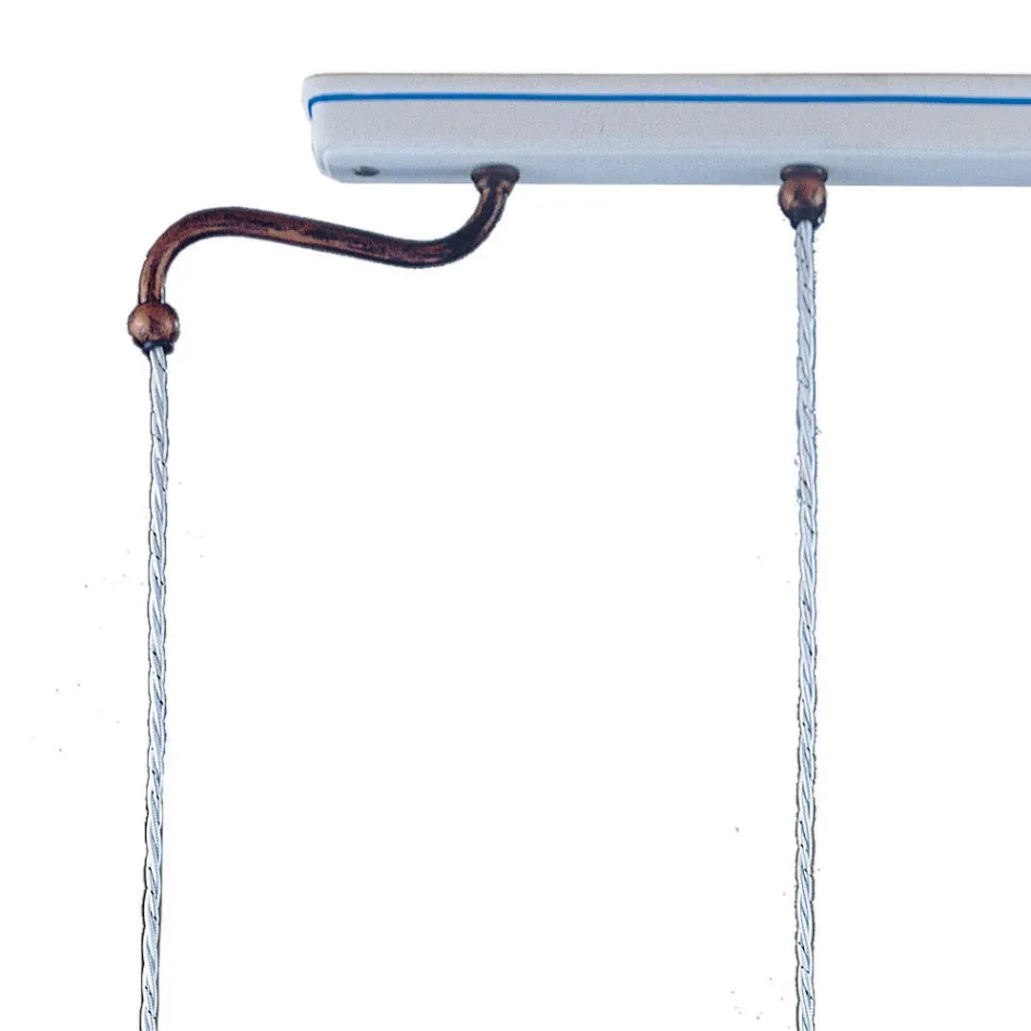 Vintage 3-Licht-Hängelampe aus Eisen, Glas und Keramik - Ferrara Viadurini