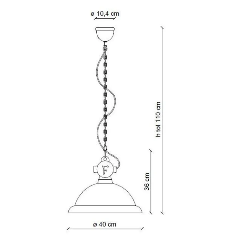 Handwerker- und Industrie-Pendelleuchte aus Keramik und Eisen - Industriell Viadurini