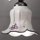 Pendelleuchte aus Metall und handverzierter Keramik mit Rose - Pisa Viadurini