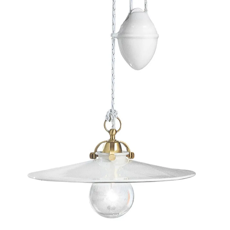 Ups and Down Pendelleuchte aus Eisen und glänzender Keramik 2 Größen - Asti Viadurini