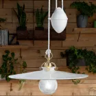 Ups and Down Pendelleuchte aus Eisen und glänzender Keramik 2 Größen - Asti Viadurini