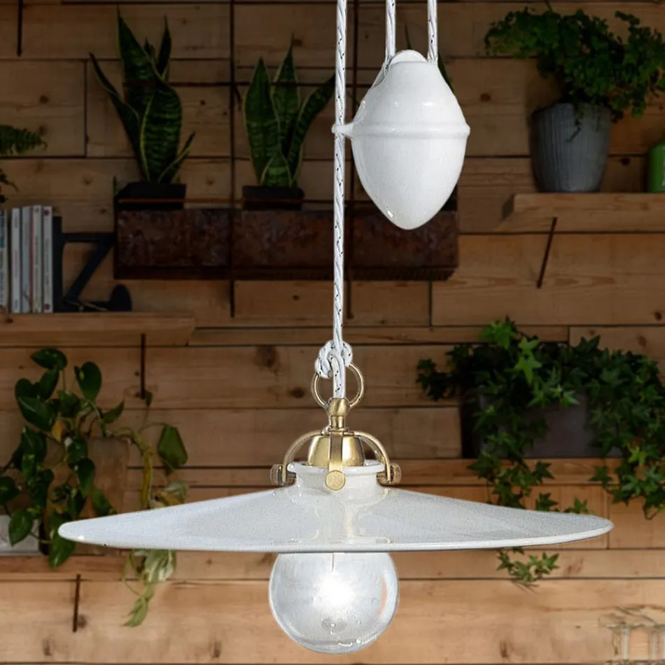 Ups and Down Pendelleuchte aus Eisen und glänzender Keramik 2 Größen - Asti Viadurini