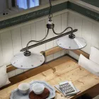 Hängelampe mit 2 Lichtern in handbemalter Keramik und Eisendesign - Asti Viadurini