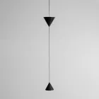 Hängende Drahtlampe aus schwarzem Aluminium und Doppelkegel-Design - Mercado Viadurini