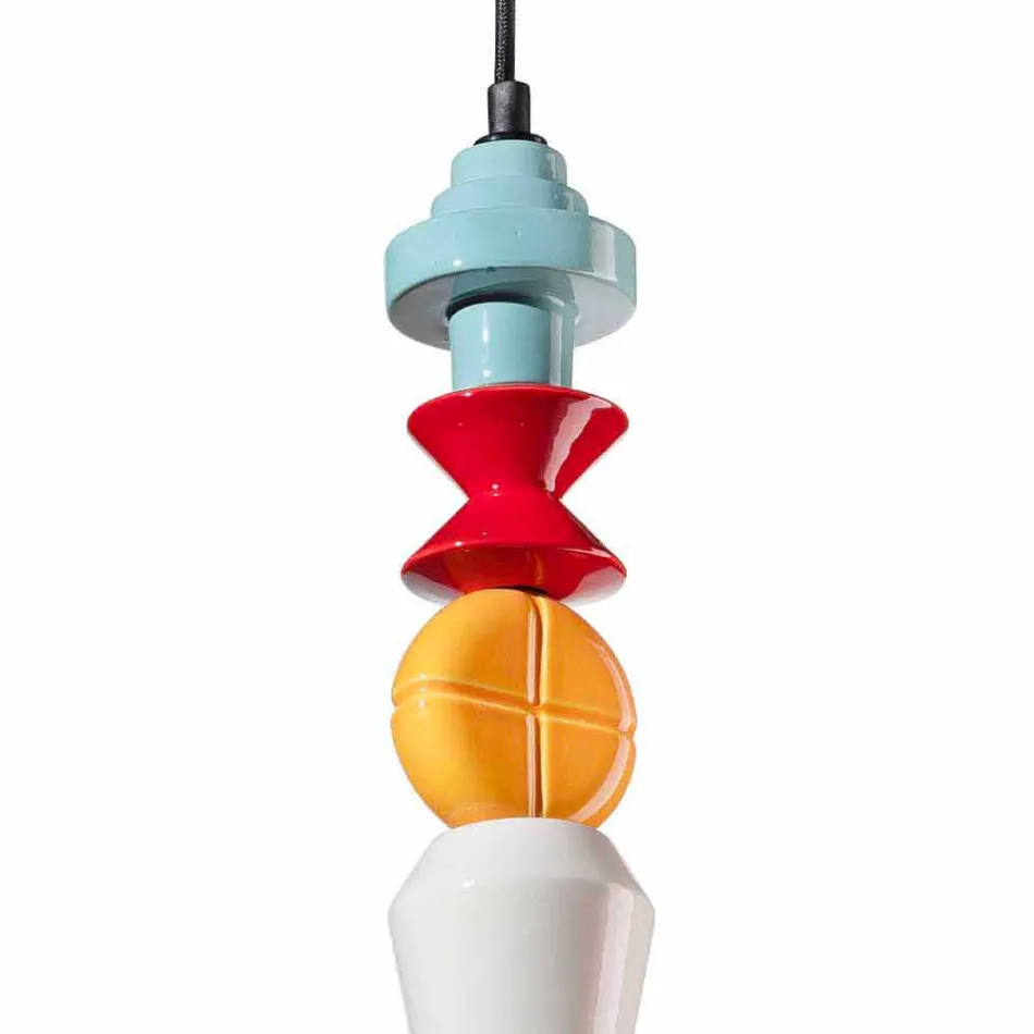 Gelbe oder grüne Retro Keramik Hängelampe Made in Italy - Ferroluce Lariat Viadurini