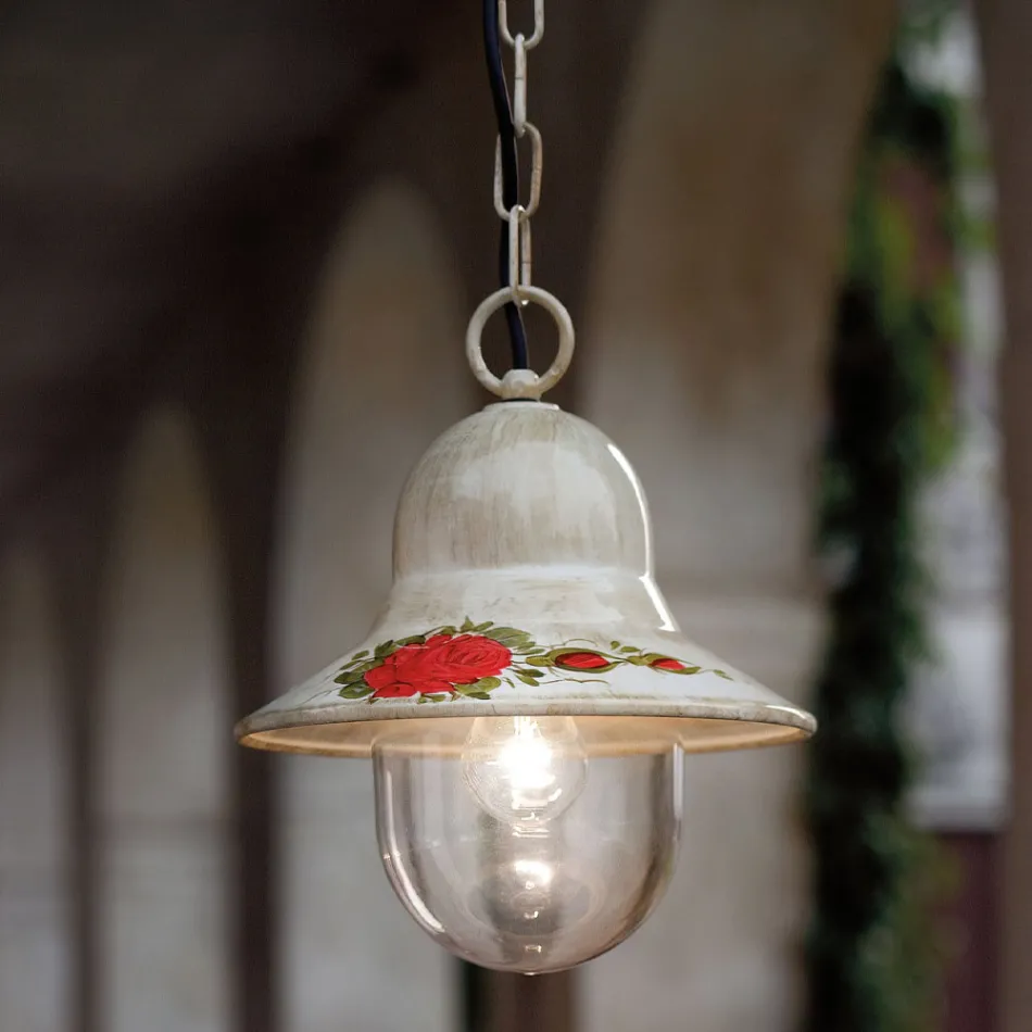 Hängeleuchte für den Außenbereich aus handbemaltem weißem Aluminium - Imperia Viadurini