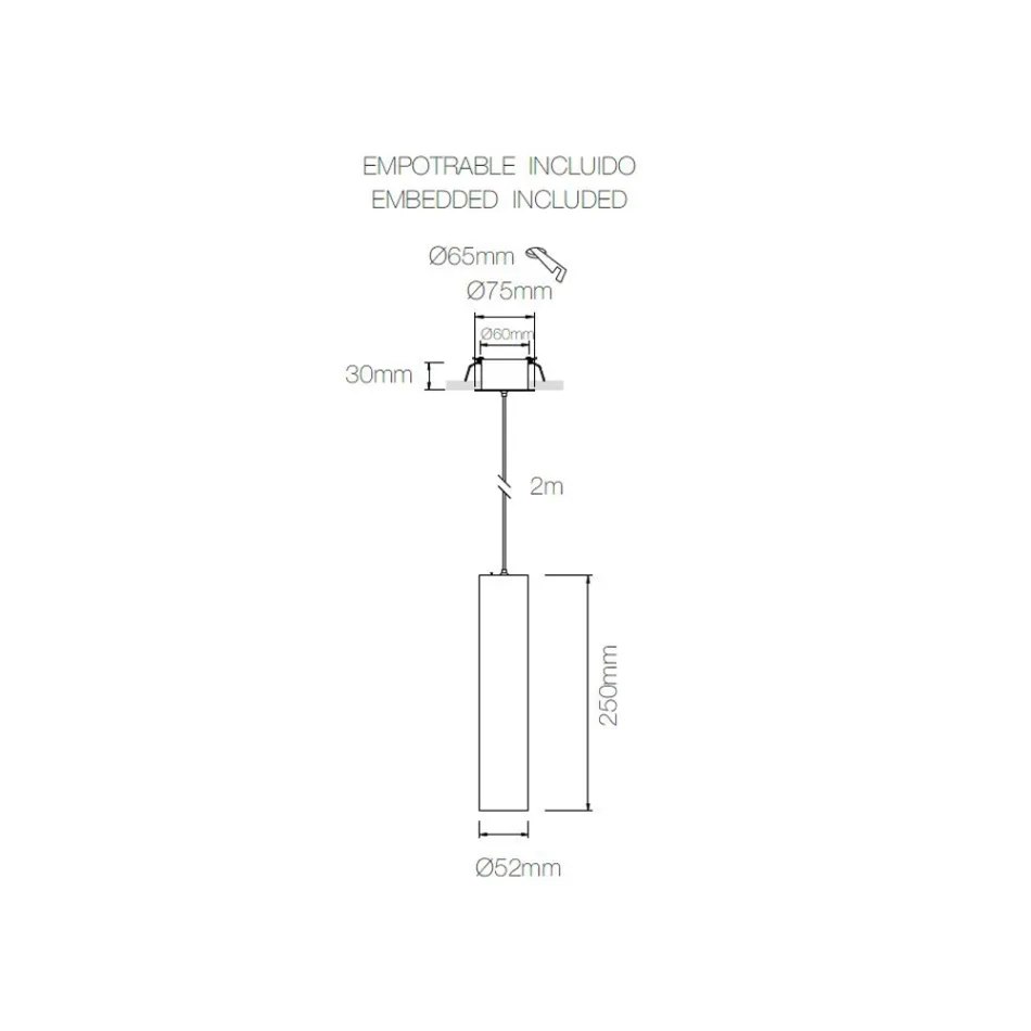 Hängende Einbauleuchte aus weißem oder schwarzem Aluminium, 2 Stück - Rebolla Viadurini