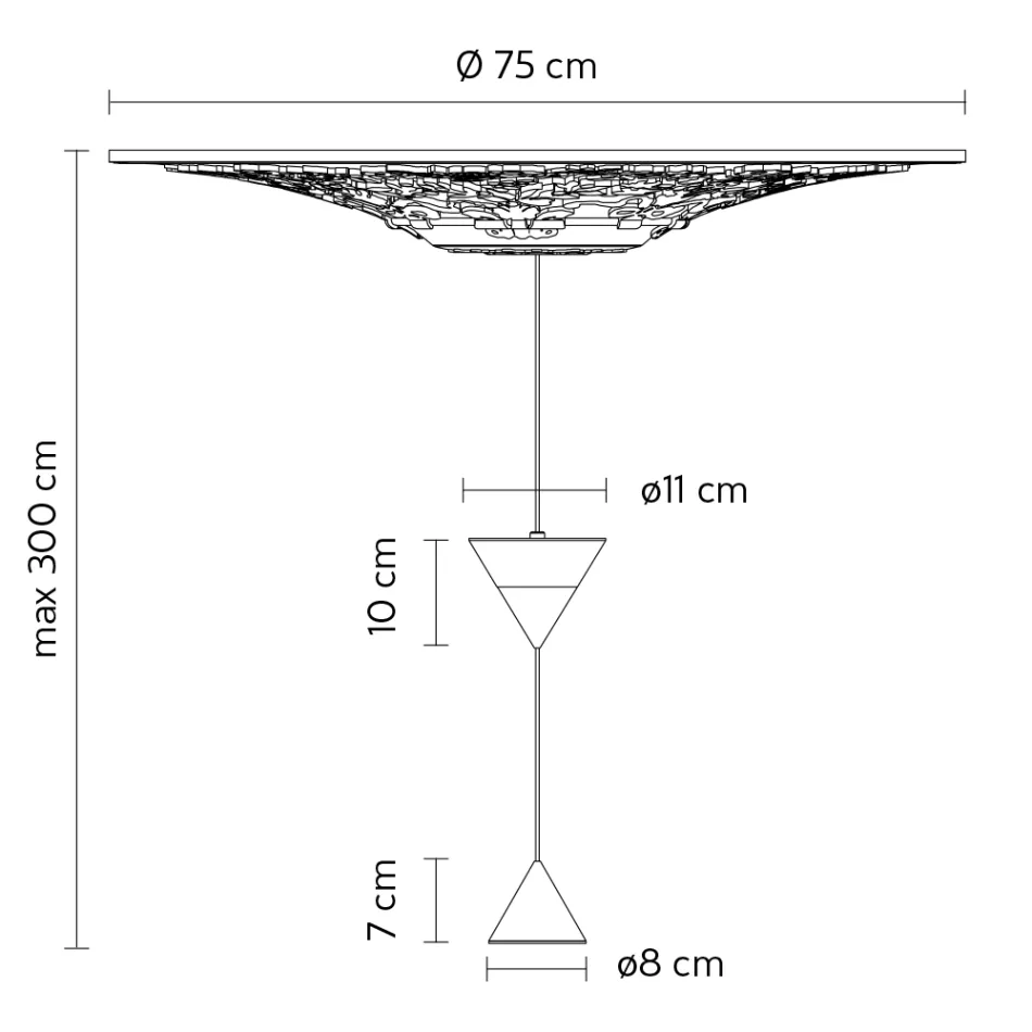 Design Pendelleuchte aus weißem Gips und schwarzem Aluminium 2 Kegel - Tesera Viadurini