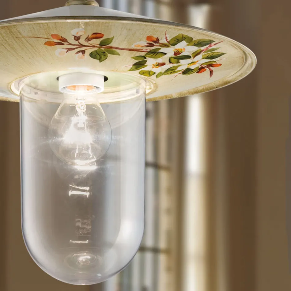 Outdoor-Hängelampe aus handgemaltem Blumendekor aus Aluminium - Genua Viadurini