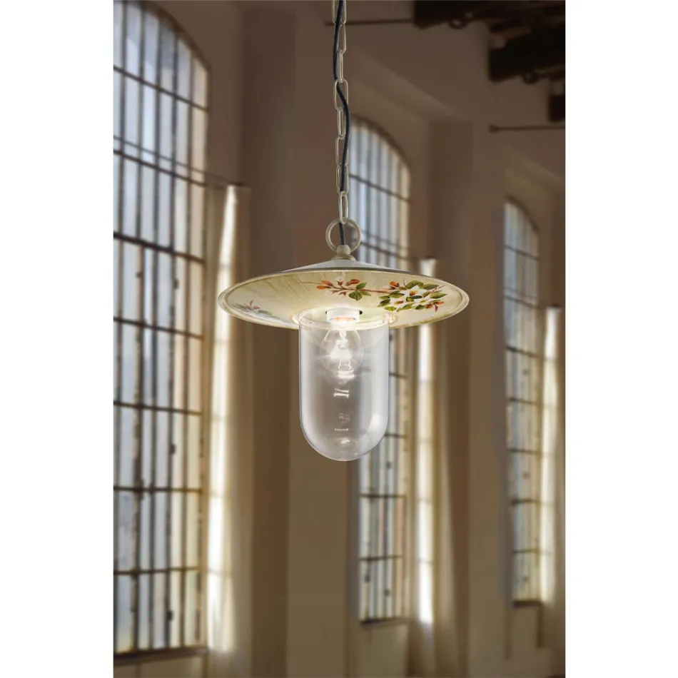 Outdoor-Hängelampe aus handgemaltem Blumendekor aus Aluminium - Genua Viadurini