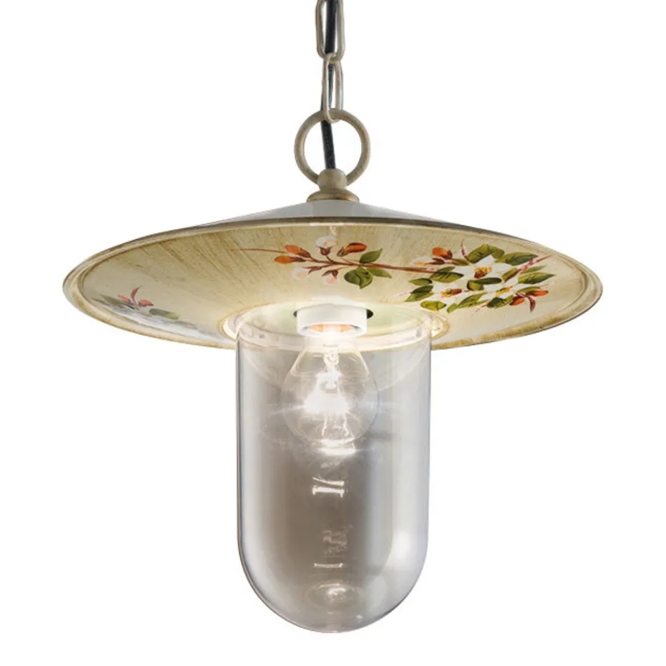 Outdoor-Hängelampe aus handgemaltem Blumendekor aus Aluminium - Genua Viadurini