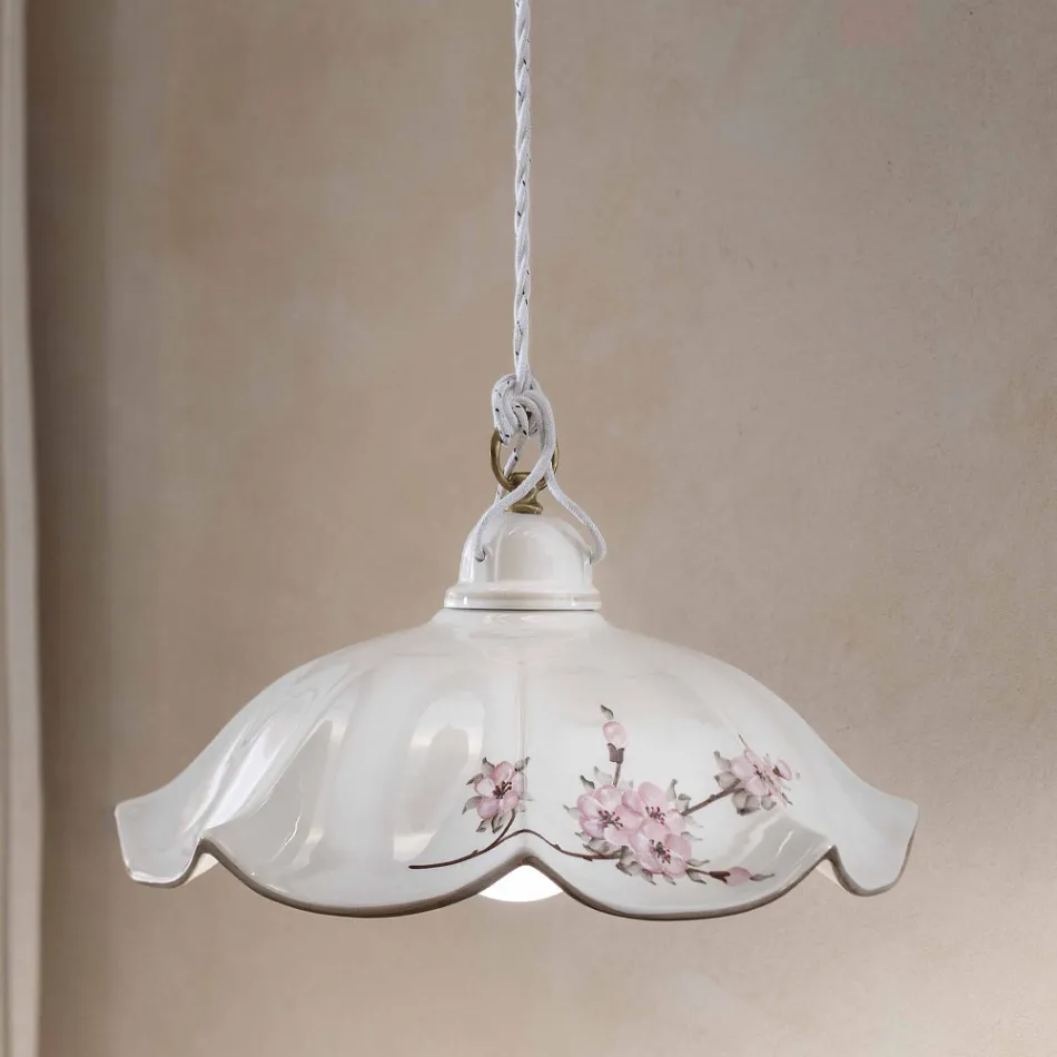 Hängelampe aus Eisen und handverzierter gewellter Keramik - Belluno Viadurini