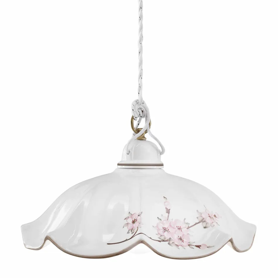 Hängelampe aus Eisen und handverzierter gewellter Keramik - Belluno Viadurini