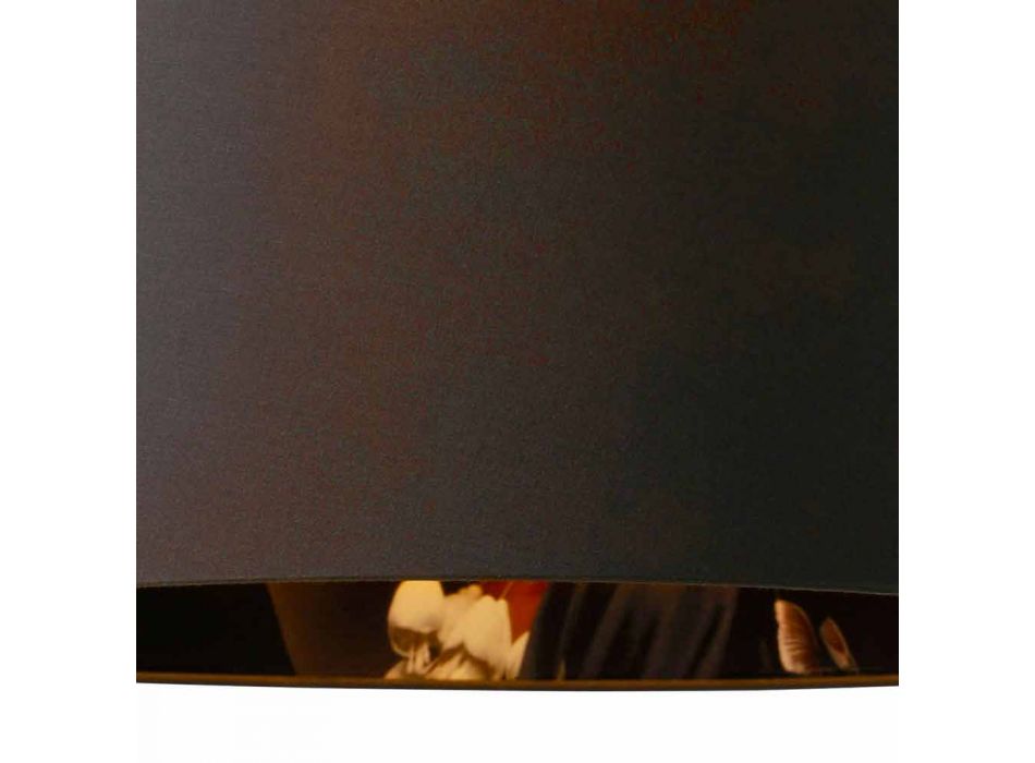 Hängelampe aus anthrazitfarbenem Leinen mit internem Designdruck 2 Größen - Bramosia Viadurini