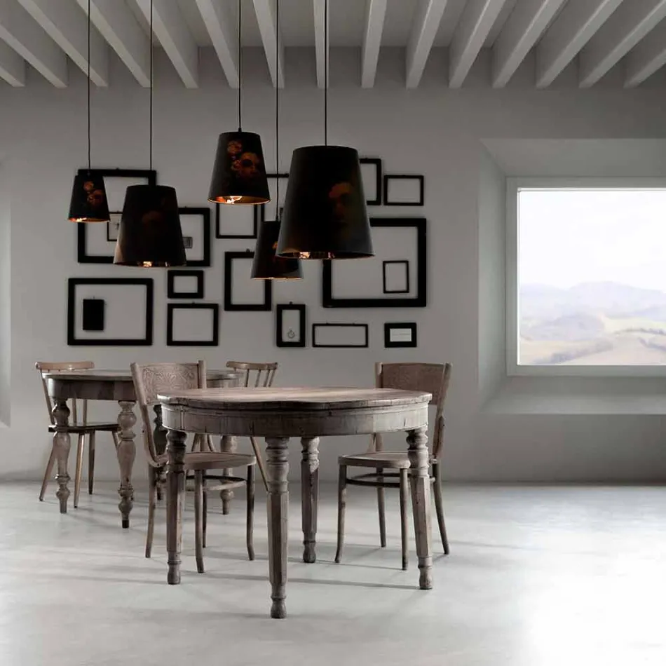 Hängelampe aus anthrazitfarbenem Leinen mit internem Designdruck 2 Größen - Bramosia Viadurini