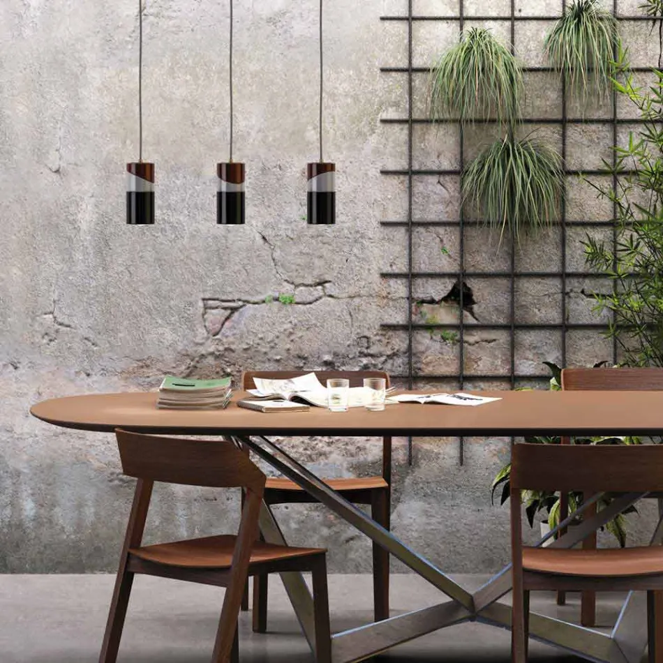 Pendelleuchte aus Messing und moderner farbiger Keramik, hergestellt in Italien, Asien Viadurini