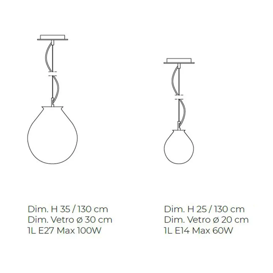 Hängelampe aus mundgeblasenem venezianischem Glas - Ballon Viadurini