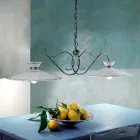 Lineare Pendelleuchte 2 Lichter Keramik Handgefertigter Stickeffekt - Ravenna Viadurini