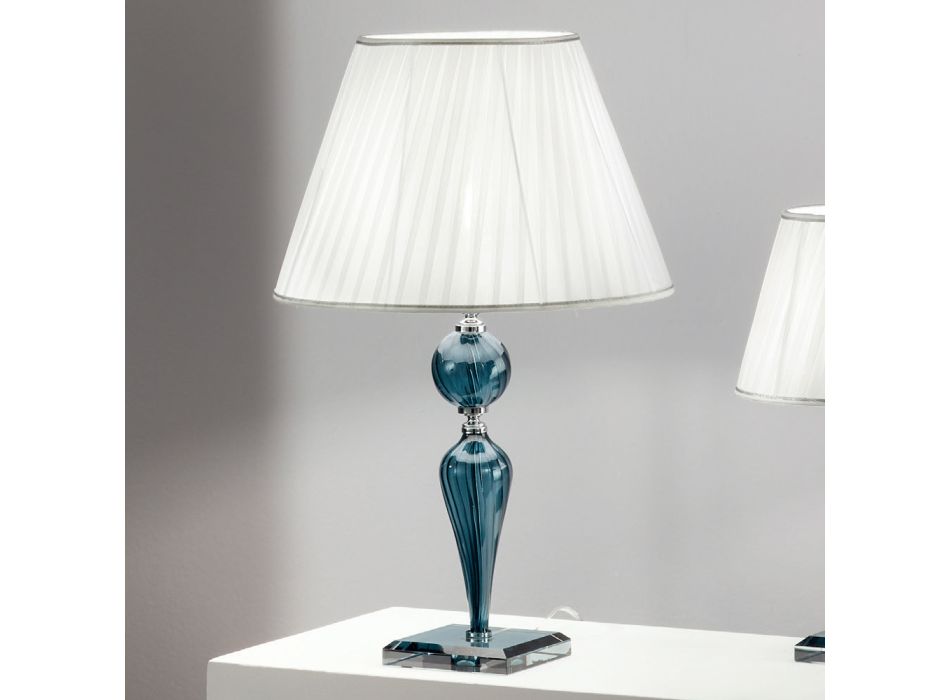 Klassische Tischlampe aus handgefertigtem Rigaton-Glas und Metall - Fievole Viadurini