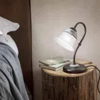 Handbemalte Vintage Tischlampe aus Eisen, Glas und Keramik - Ferrara Viadurini