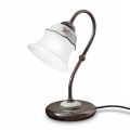 Handbemalte Vintage Tischlampe aus Eisen, Glas und Keramik - Ferrara