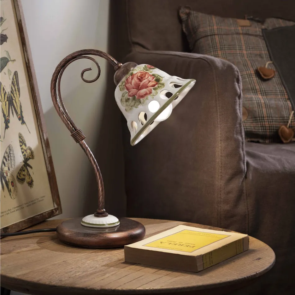 Tischlampe aus Metall und handgefertigter Keramik mit Passanastri - Neapel Viadurini