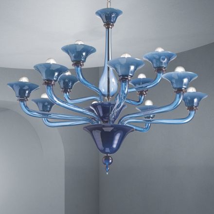 Kronleuchter aus venezianischem Glas 12 Lichter Made in Italy - Ismail Viadurini