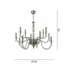 Klassischer Kronleuchter mit 12 Lichtern aus mundgeblasenem Glas und Handdetails - Phaedra Viadurini