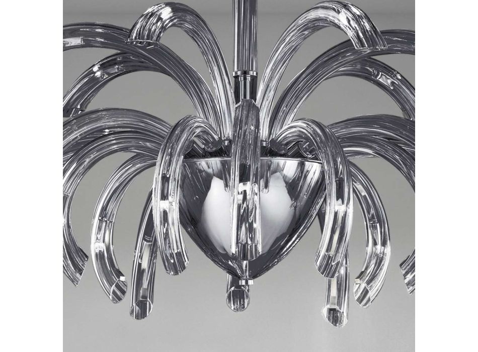 Kronleuchter mit 15 Lichtern aus venezianischem Glas und verchromtem Metall Made in Italy - Jason Viadurini