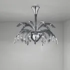 Kronleuchter mit 15 Lichtern aus venezianischem Glas und verchromtem Metall Made in Italy - Jason Viadurini