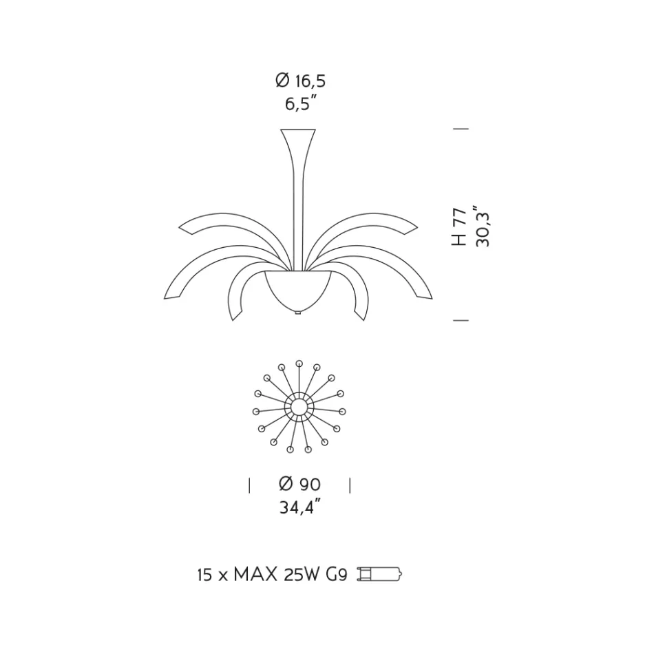 Kronleuchter mit 15 Lichtern aus venezianischem Glas und verchromtem Metall Made in Italy - Jason Viadurini