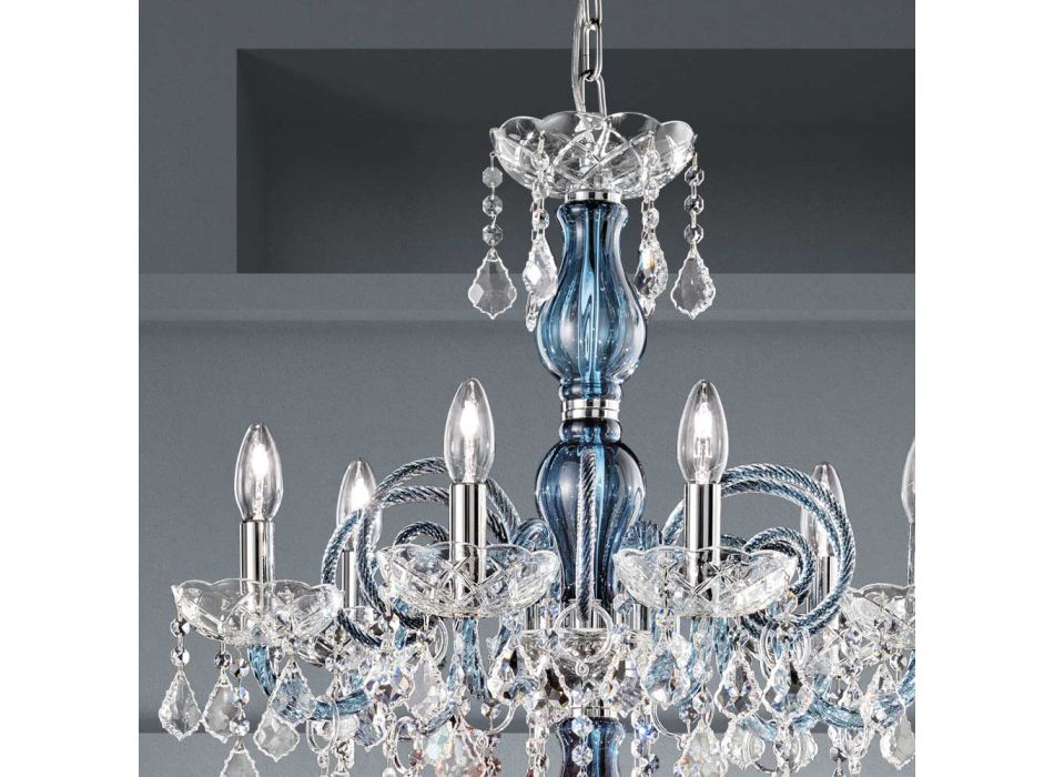 Kronleuchter mit 18 Lichtern aus venezianischem Glas und Metall im klassischen Florentiner Stil Viadurini
