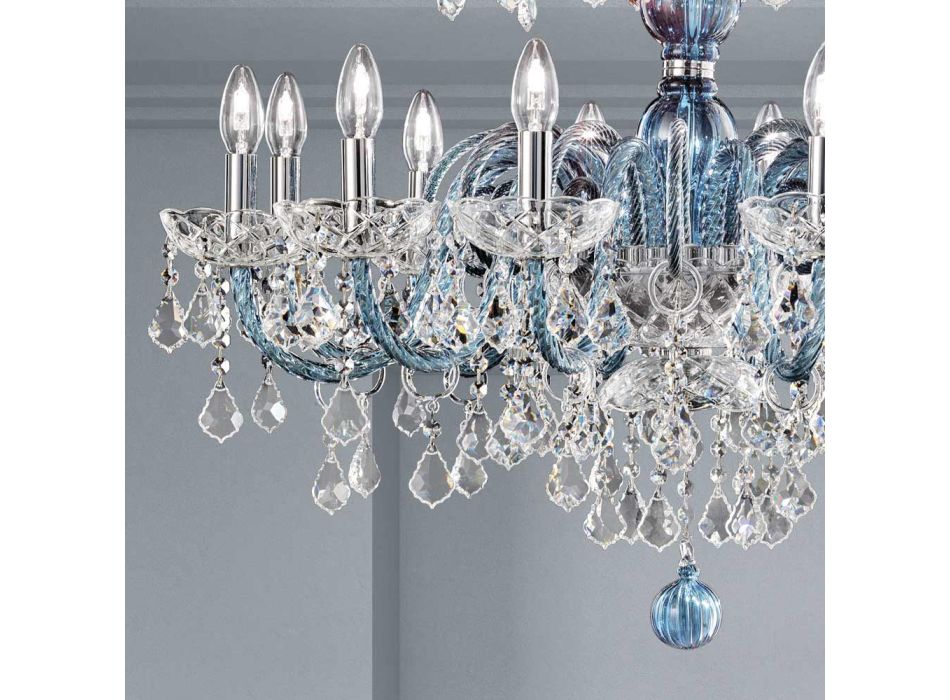 Kronleuchter mit 18 Lichtern aus venezianischem Glas und Metall im klassischen Florentiner Stil Viadurini