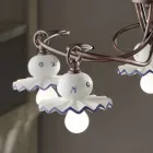 Country Kronleuchter mit 5 Lichtern aus handverzierter Keramik - Rom Viadurini