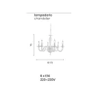 Klassischer Kronleuchter mit 6 Lichtern aus italienischem handgefertigtem transparentem Glas - Rapallo Viadurini