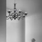 Kronleuchter mit 8 Lichtern aus venezianischem Glas und Metall Made in Italy - Foscarino Viadurini