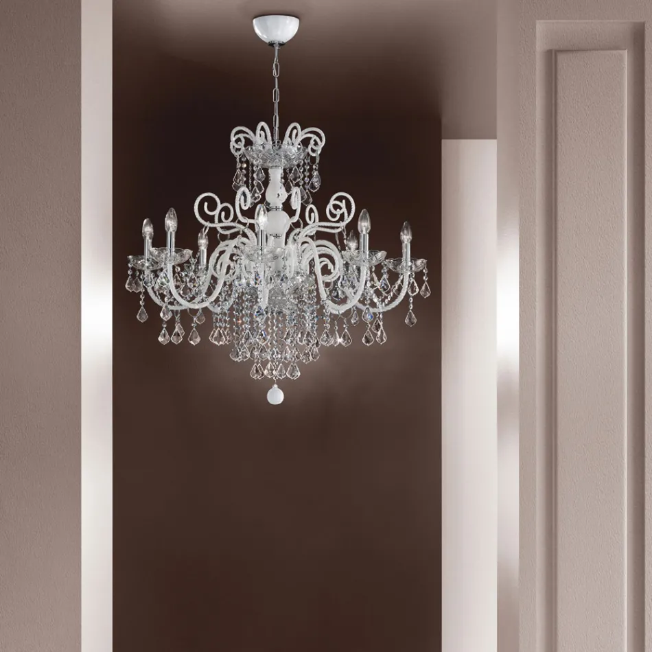 Kronleuchter mit 8 Lichtern aus venezianischem Glas Made in Italy Classic - Florentine Viadurini