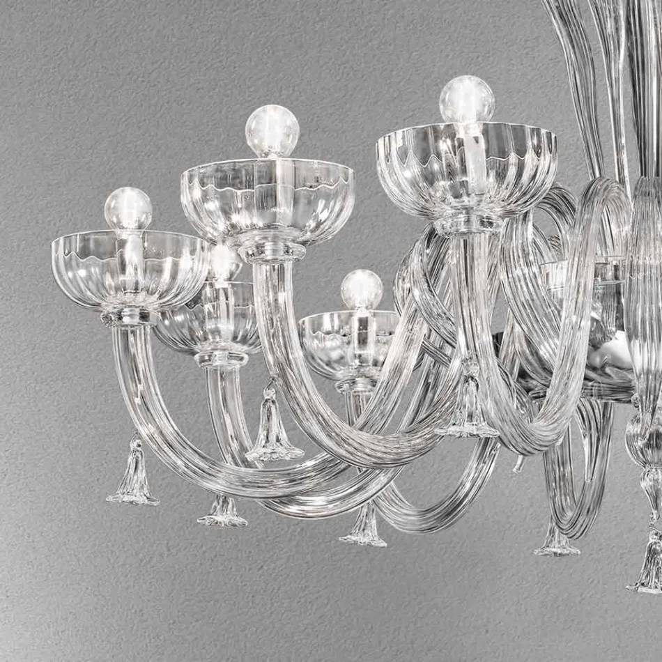 12-flammiger handgemachter venezianischer Glas-Kronleuchter, Made in Italy - Regina Viadurini