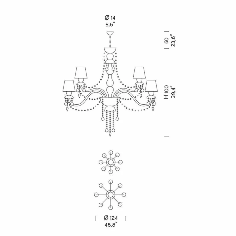 Kronleuchter mit 16 Lichtern Handgefertigt aus Venedig Glas, Made in Italy - Milagros Viadurini