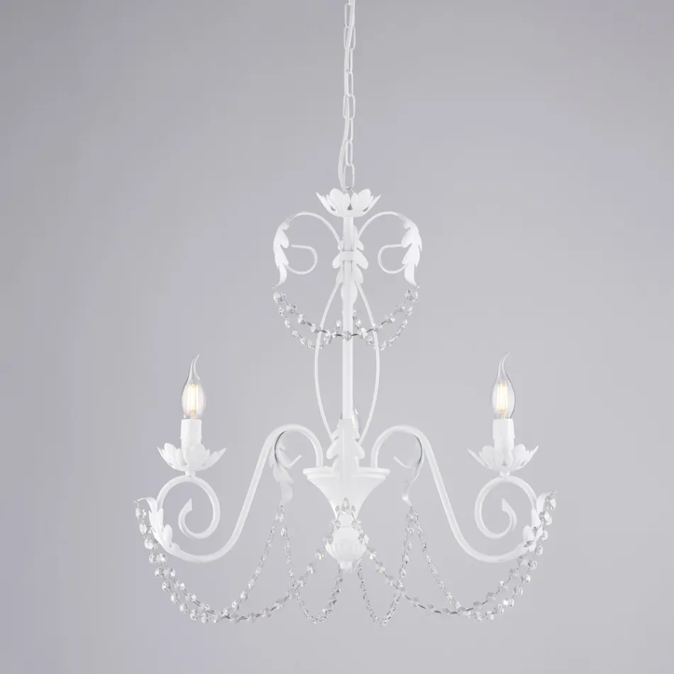 5-flammiger Kronleuchter aus Metall und Kristall für stimmungsvolle Beleuchtung – Perla Viadurini