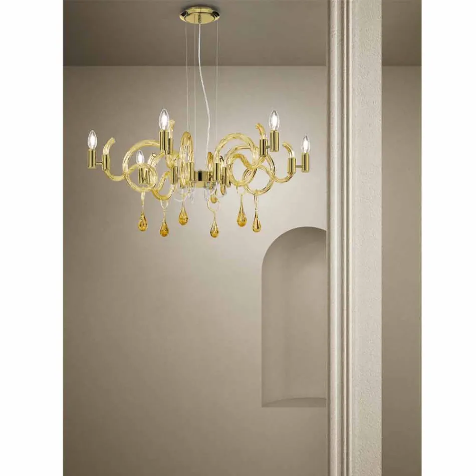 Handgefertigter 6-flammiger Venedig Glas Kronleuchter Made in Italy - Bernadette Viadurini