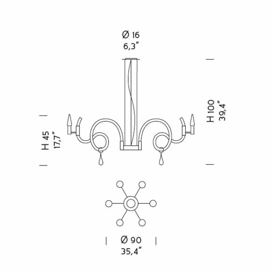 Handgefertigter 6-flammiger Venedig Glas Kronleuchter Made in Italy - Bernadette Viadurini