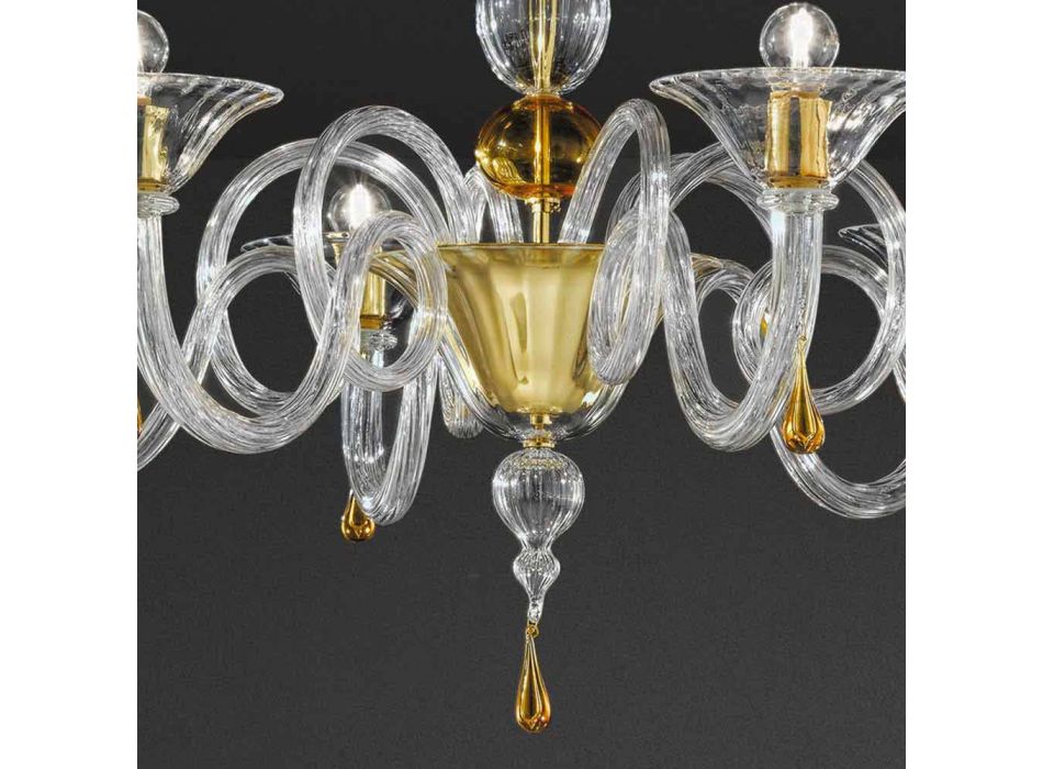 Handgefertigter 6-flammiger Kronleuchter aus venezianischem Glas, Made in Italy - Margherita