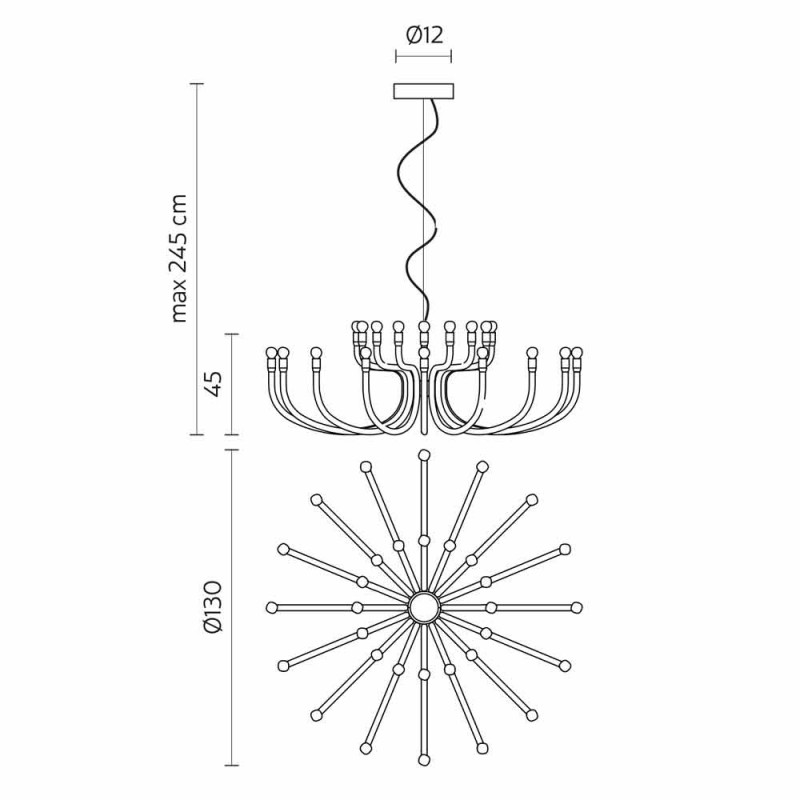 Esszimmer Kronleuchter aus Aluminium mit 16 oder 32 Designleuchten