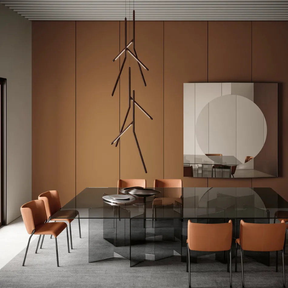 Hängeleuchter mit Einzelrosette aus Holz, hergestellt in Italien – Orlov Viadurini