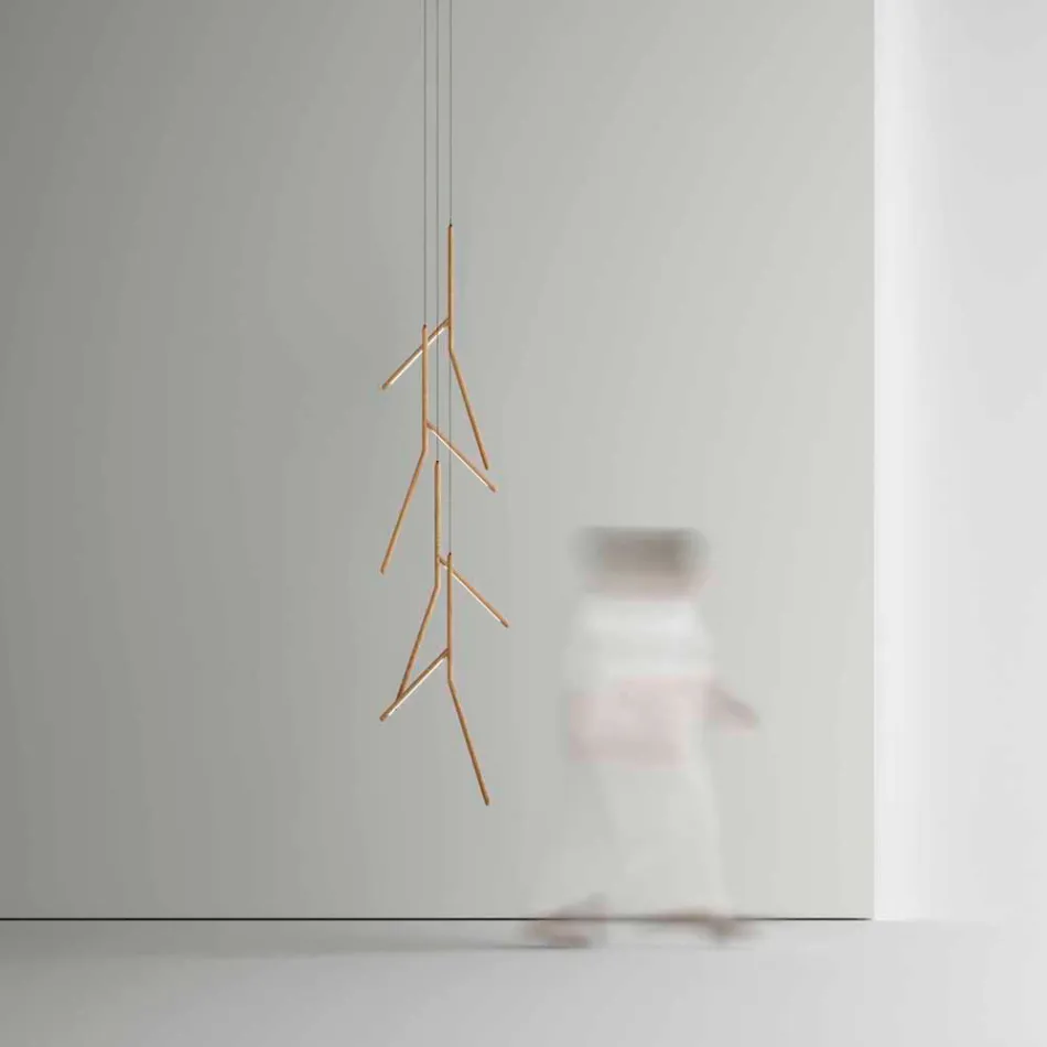 Hängeleuchter mit einzigartiger Holzrosette, hergestellt in Italien – Orlov Viadurini