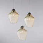 Alnitak 3-flammige Pendelleuchte aus schwarzem Glas und Metall Viadurini